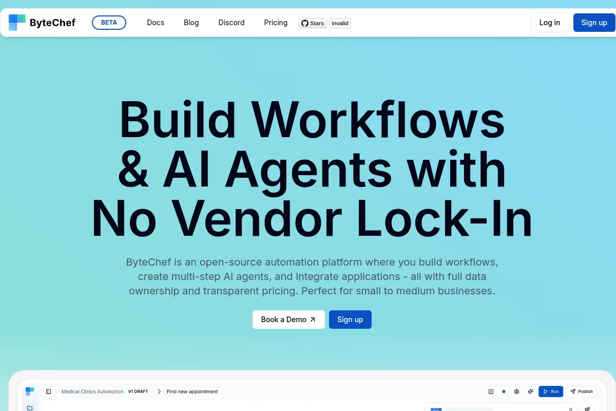 bytechef 首页或项目页面截图