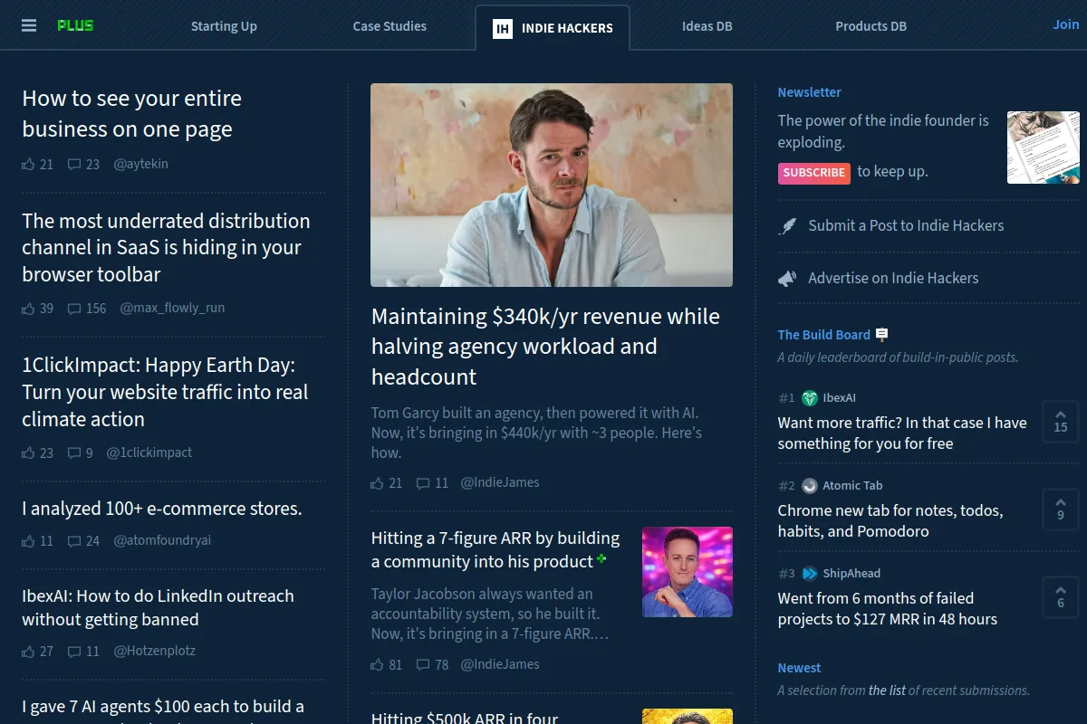 Indie Hackers 社区截图